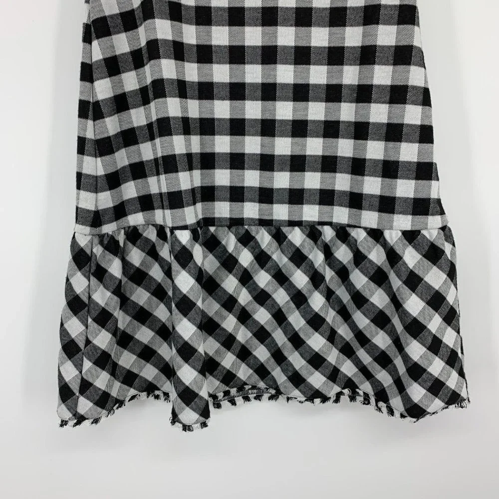 Ann Taylor Dress Gingham Print Off Shoulder Ruffle Black White - Picture 7 of 12